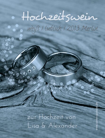 Ansicht 2 - Hochzeit Flaschenetikett Eheringe