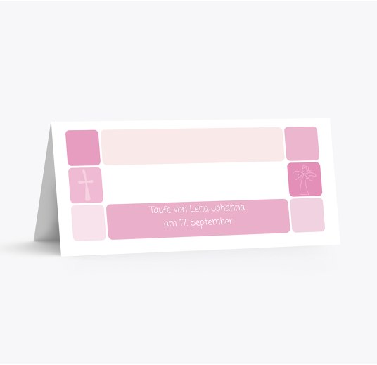 Taufe Tischkarte Kästchen Rosa 100x44mm