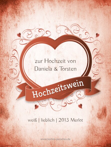 Ansicht 2 - Hochzeit Flaschenetikett Herz