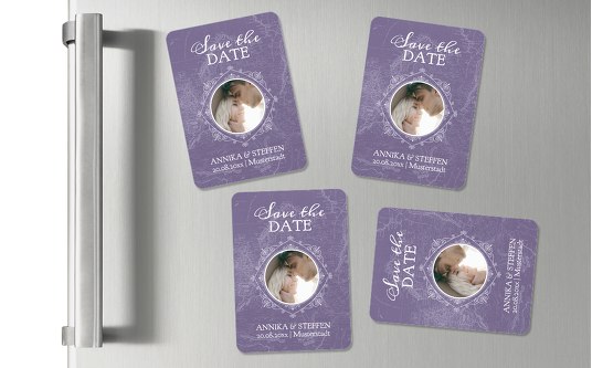 Hochzeits-Magnete Hochzeitspass Lilamatt 55x77mm