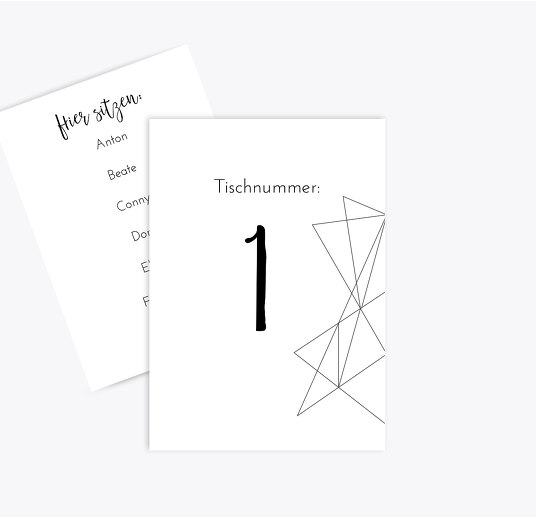 Hochzeit Tischnummer straight heart Weiß 105x148mm