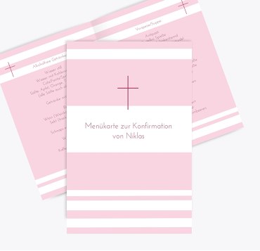 Menükarte zur Konfirmation Kreuz