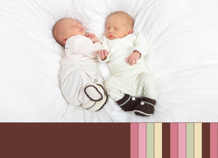 Ansicht 2 - Babykarte Zwillinge Retro