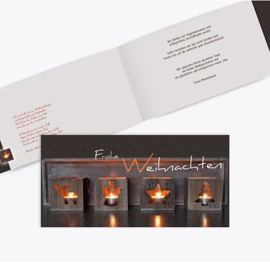 Grußkarte Adventszeit Braun 215x105mm