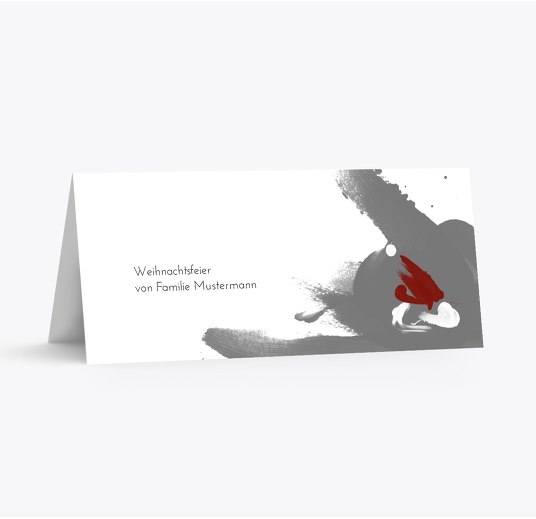 Tischkarte Farbenmütze Grau 100x44mm