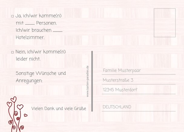 Ansicht 3 - Hochzeit Antwortkarte Liebestraum