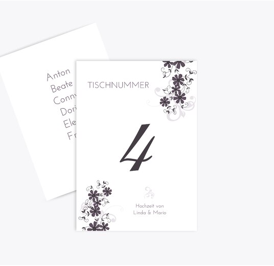Tischnummer Ranke Liladunkel 105x148mm