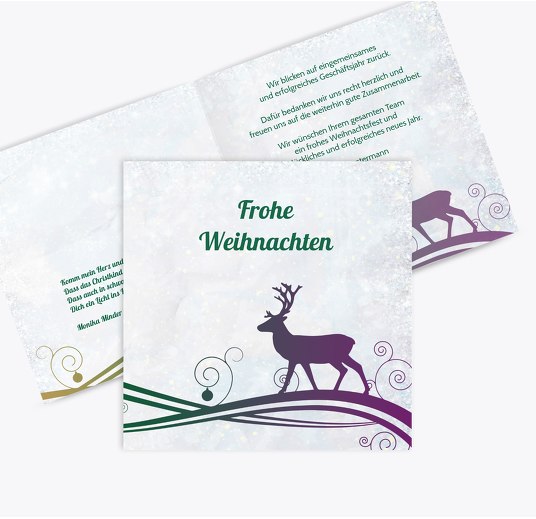 Grußkarte Bunter Wintertraum Blattgrün 145x145mm