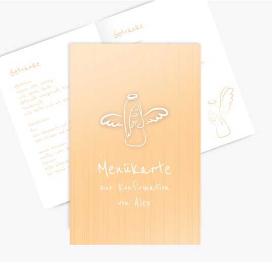Konfirmation Menükarte Angle PastellHellOrange 148x210mm