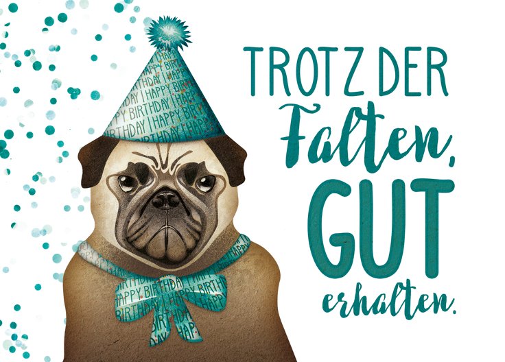 Ansicht 2 - Glückwunschkarte zum Geburtstag Mops