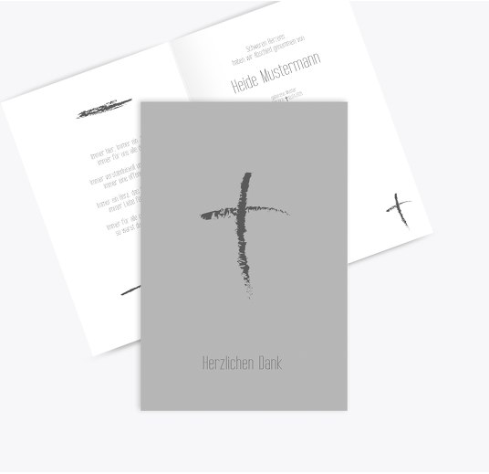 Dankeskarte Kreidekreuz Grau 114x170mm