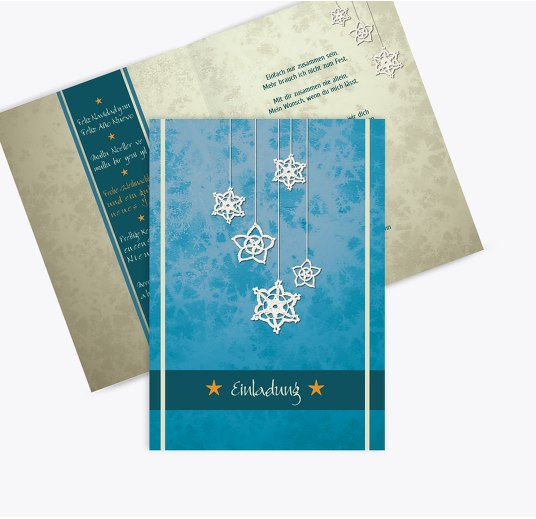 Einladung snowflakes Hellblauleuchtend 105x148mm
