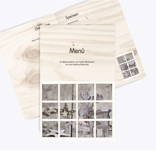 Menükarte Holzelch Braun 148x210mm