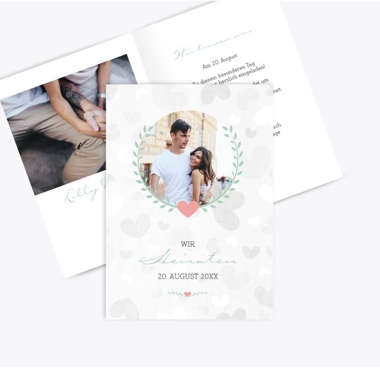 Hochzeit Einladung Zarte Ranke hellgrünblau 105x148mm