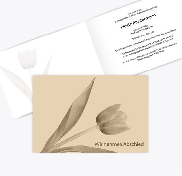 Trauerkarte Tulpe quer