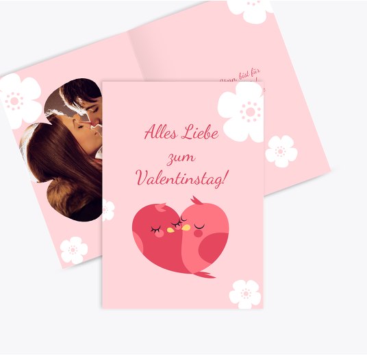 Valentinskarte Vogelpaar RosaLila 105x148mm