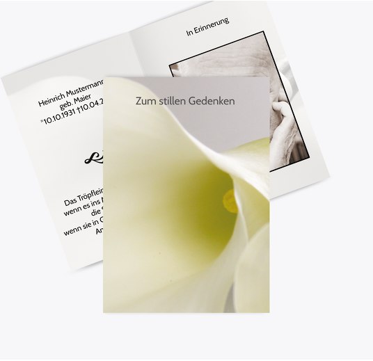 Sterbebildkarte Calla Weiß 74x105mm