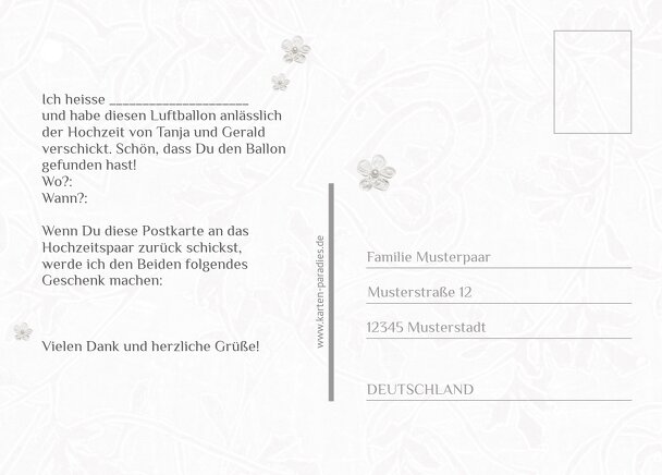Ansicht 3 - Hochzeit Ballonkarte sanfte Blüte