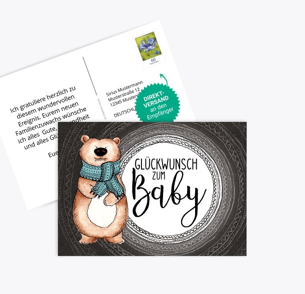 Glückwunschkarte zur Geburt Bär