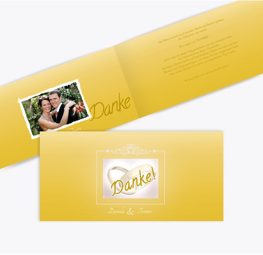 Hochzeit Danke Din Ringetausch Butterblumengelb 215x105mm