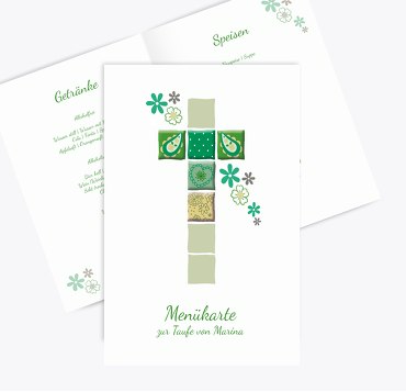 Menükarte Florales Kreuz