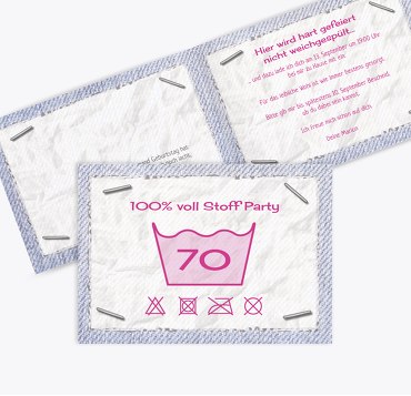 Einladungskarte Waschzettel 70