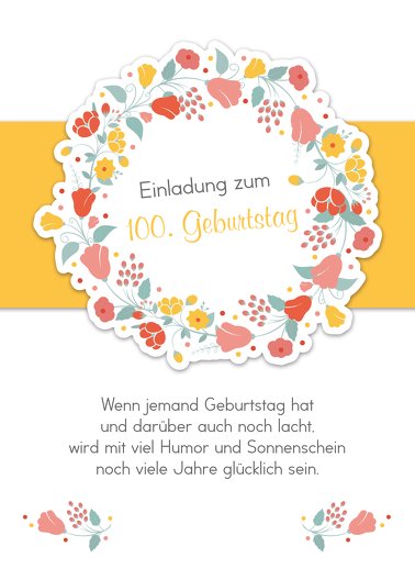 Ansicht 2 - Geburtstagseinladung Blumenkranz 100