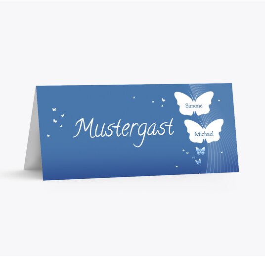 Hochzeit Tischkarte Traumpaar KräftigHellMarineblau 100x44mm