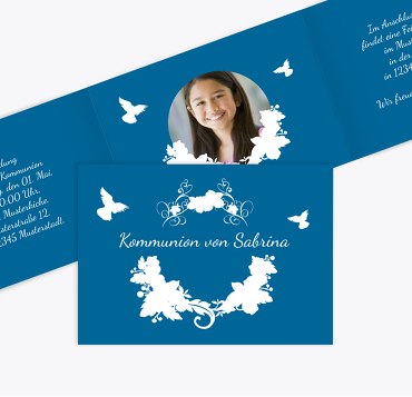 Kommunionskarte Vogel