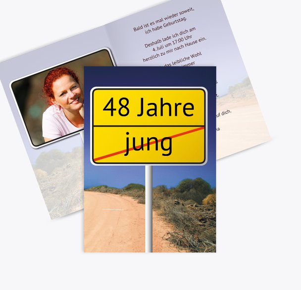 Karte zum Geburtstag Straßenschild Foto