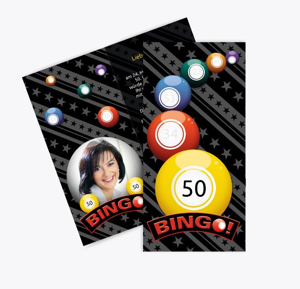 Einladung zum Geburtstag Bingo 50 Foto