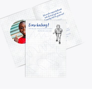 Einladung Einschulung Zickzacklinien Junge/Mädel