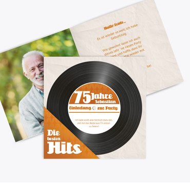 Geburtstagseinladung Schallplatte 75