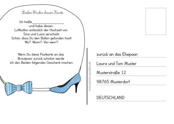 Ansicht 3 - Ballonkarte High Heel und Fliege