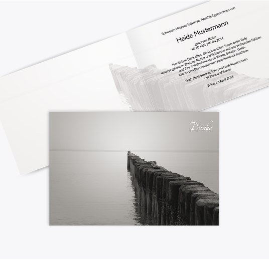Dankeskarte Steg quer Trauergrau 170x114mm