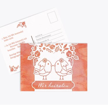 Antwortkarte Vogelpaar - Frauen