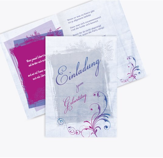 Einladungskarten zum Geburtstag floral HellLila 105x148mm