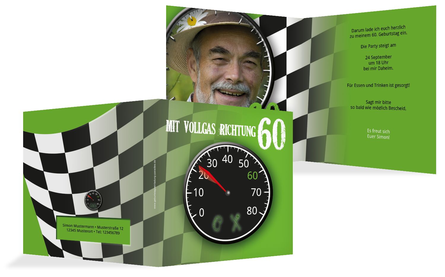 Geburtstagseinladung Vollgas 60 Selbst Gestalten