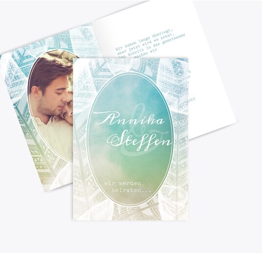 Hochzeit Einladung Federleicht AquaTürkis 105x148mm