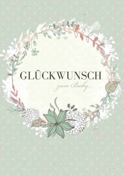 Ansicht 3 - Glückwunschkarte zur Geburt Blumenranke