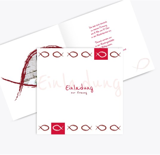 Firmkarte Fische WeinRot 145x145mm