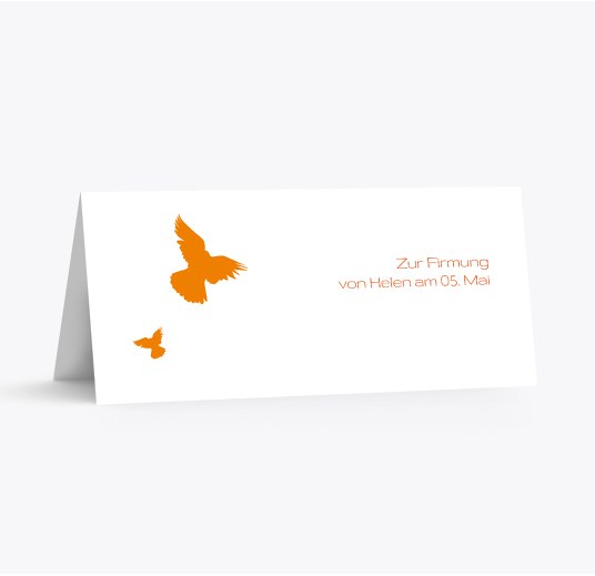 Firmung Tischkarte Taube Orange 100x44mm
