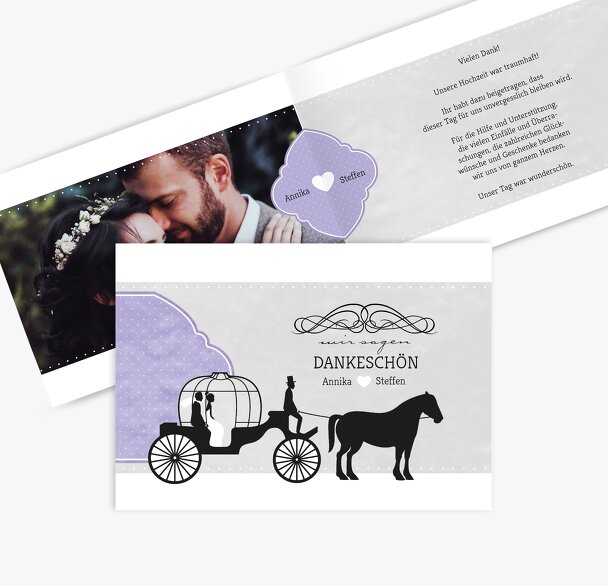 Hochzeit Dankeskarte Kutsche