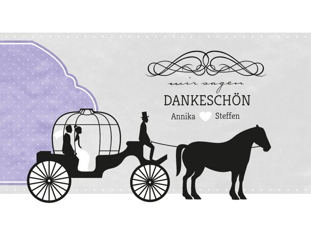 Ansicht 3 - Hochzeit Dankeskarte Kutsche