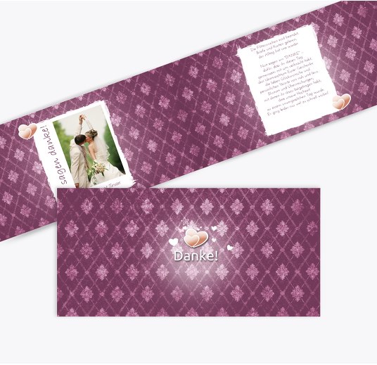 Hochzeit Danke Din Liebesbündnis Lila 215x105mm