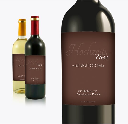 Hochzeit Flaschenetiketten ewige Verbindung braunmatsch 90x120mm