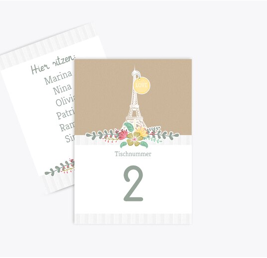 Tischnummer Paris Trauerbeige 105x148mm