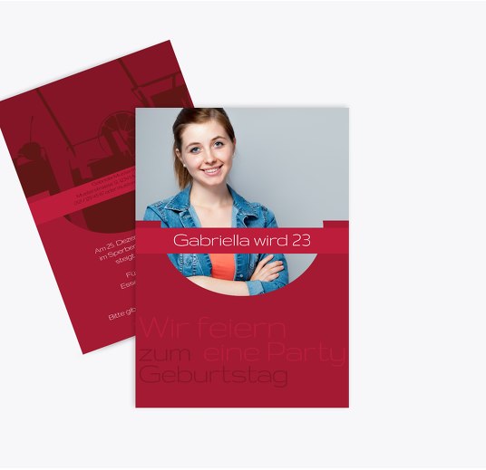 Einladungskarte Cocktail Foto WeinRot 105x148mm