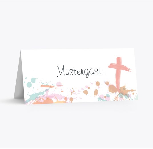 Tischkarte einfach Bunt HellRot 100x44mm