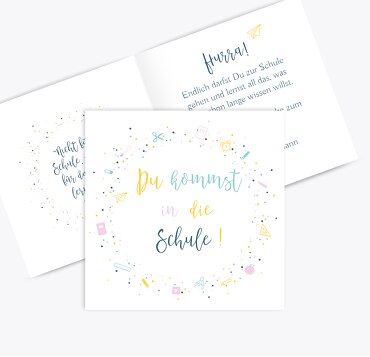Glückwunschkarten Einschulung Bunt